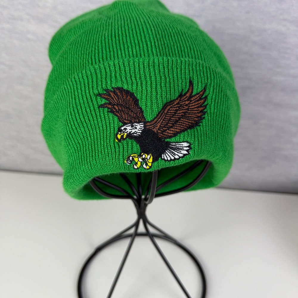 Beechfield Green Eagle Embroidered Knit‎ Beanie Hat Winter Warm Unisex